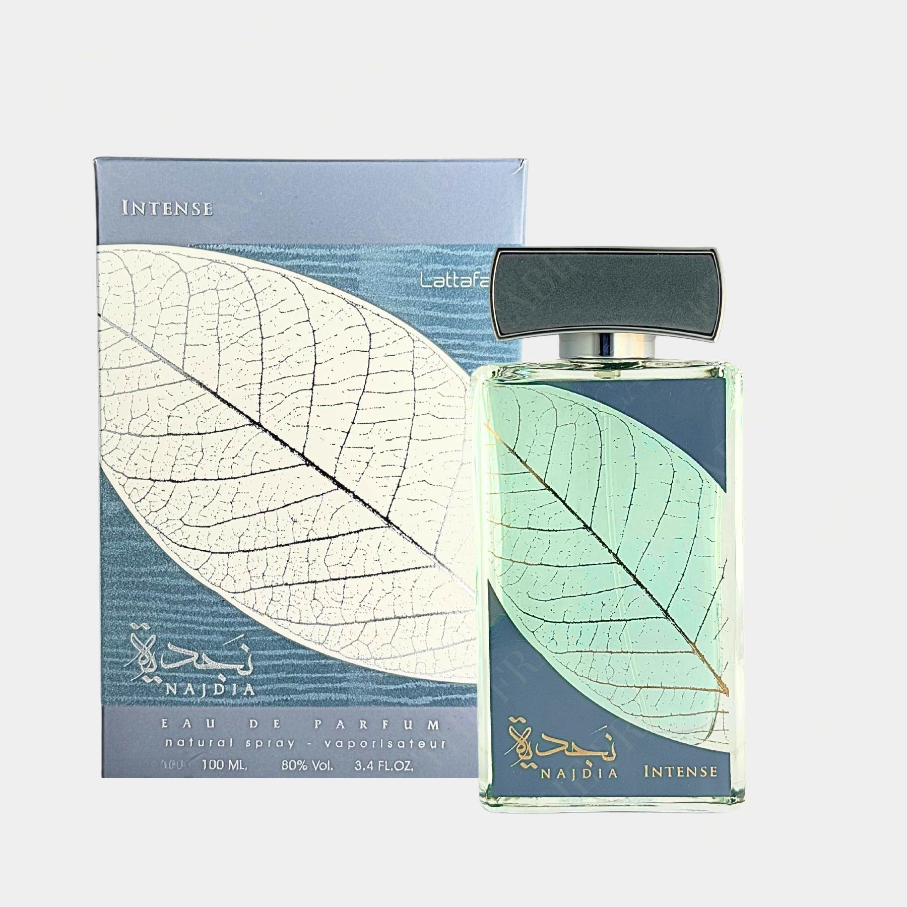 Lattafa Najdia Intense 100ml Eau de Parfum for men front view of bottle
