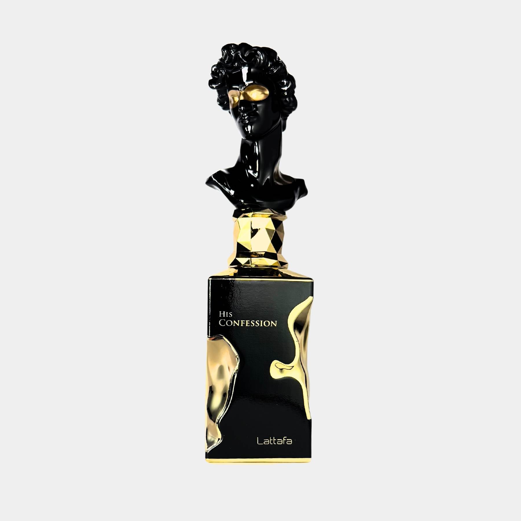 Lattafa His Confession 100ml eau de parfum front view of the bottle