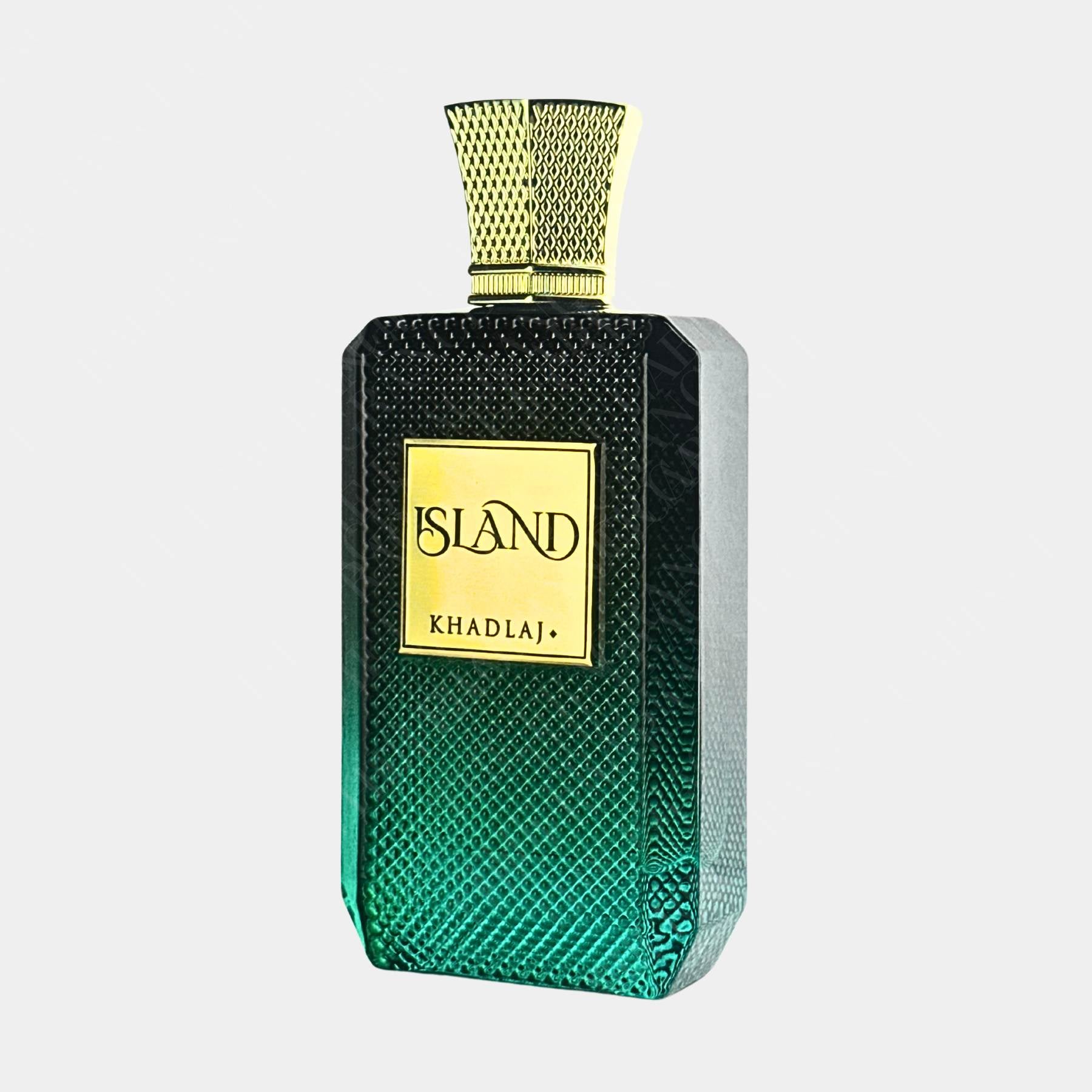 Khadlaj Island 100ml extrait de parfum front view of bottle, side on