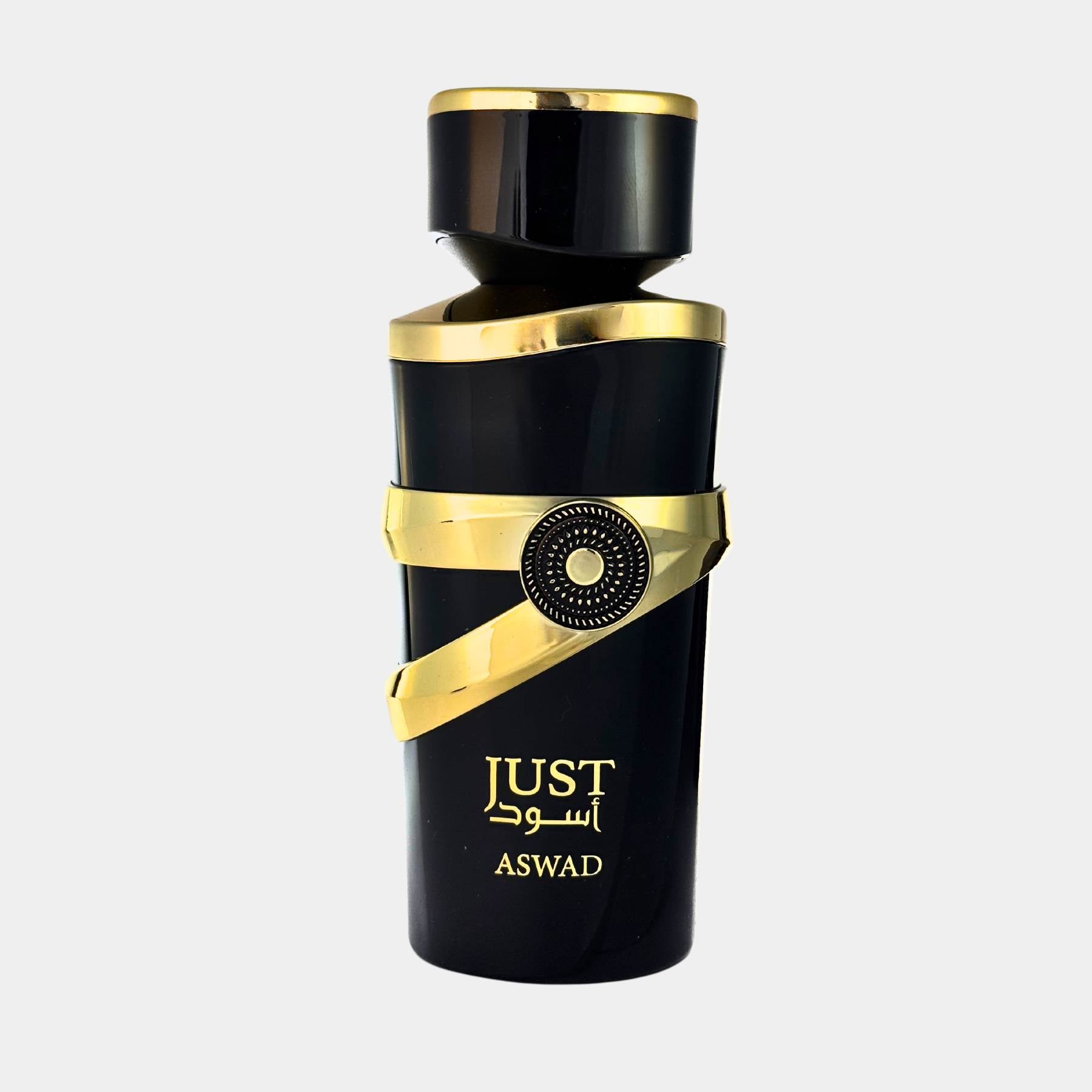 Fragrance world Just Aswad 100ml eau de parfum for men front view of bottle