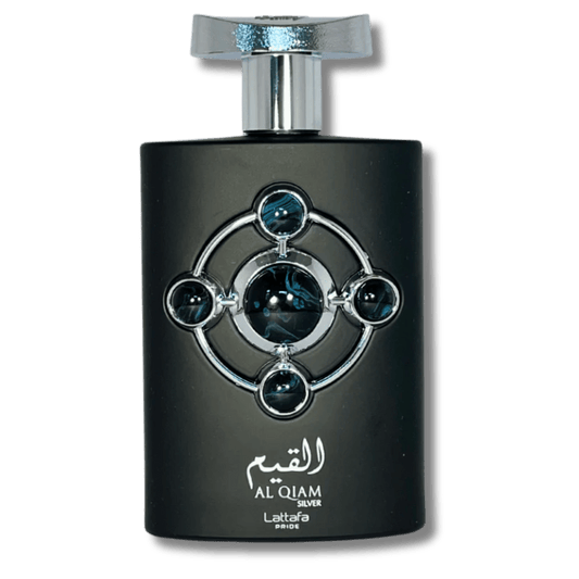 Lattafa Al-Qiam Silver 100ml EDP for men Transparent background  Image Illustration for samples