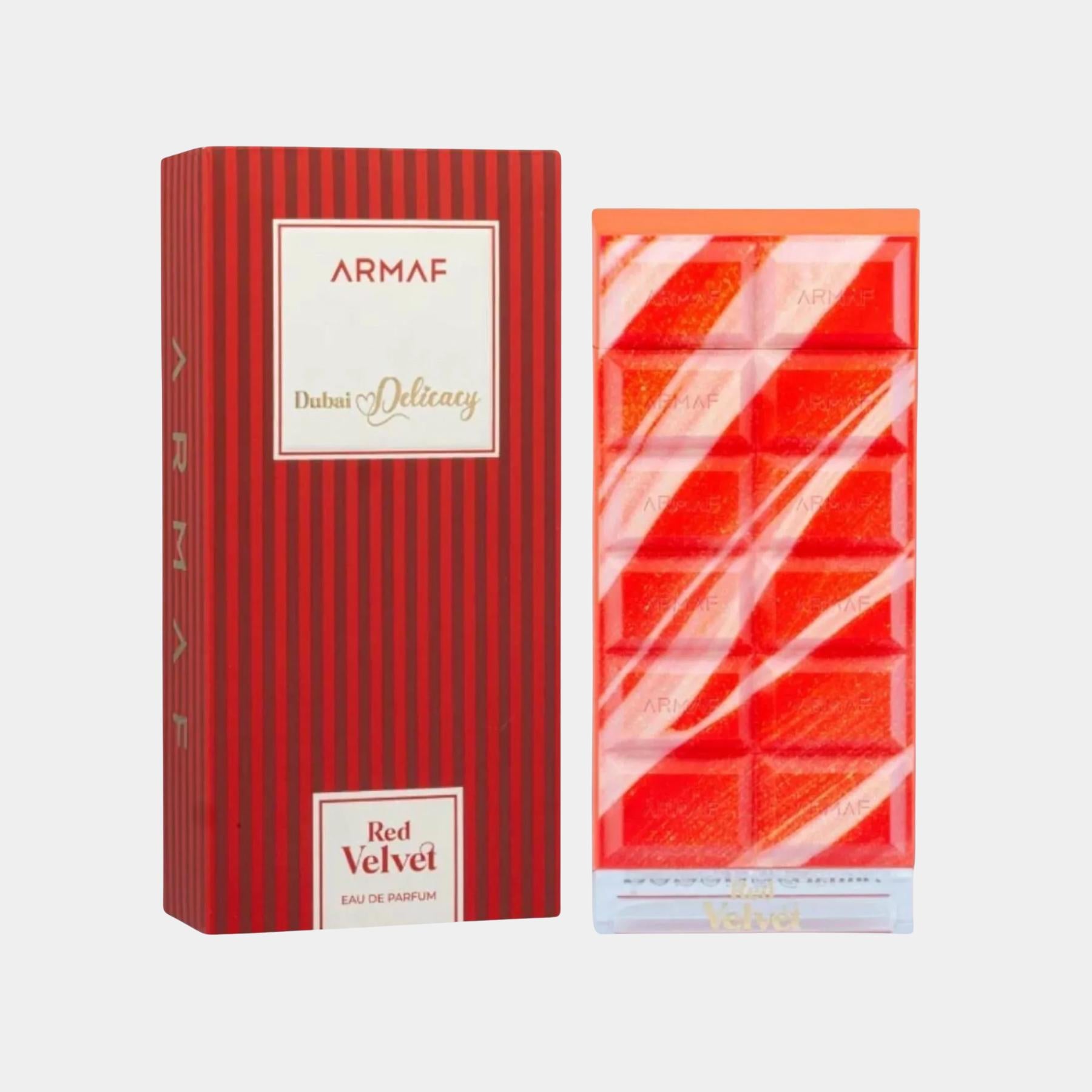 Armaf Red Velvet 70ml eau de parfum for women, front on view box and bottle