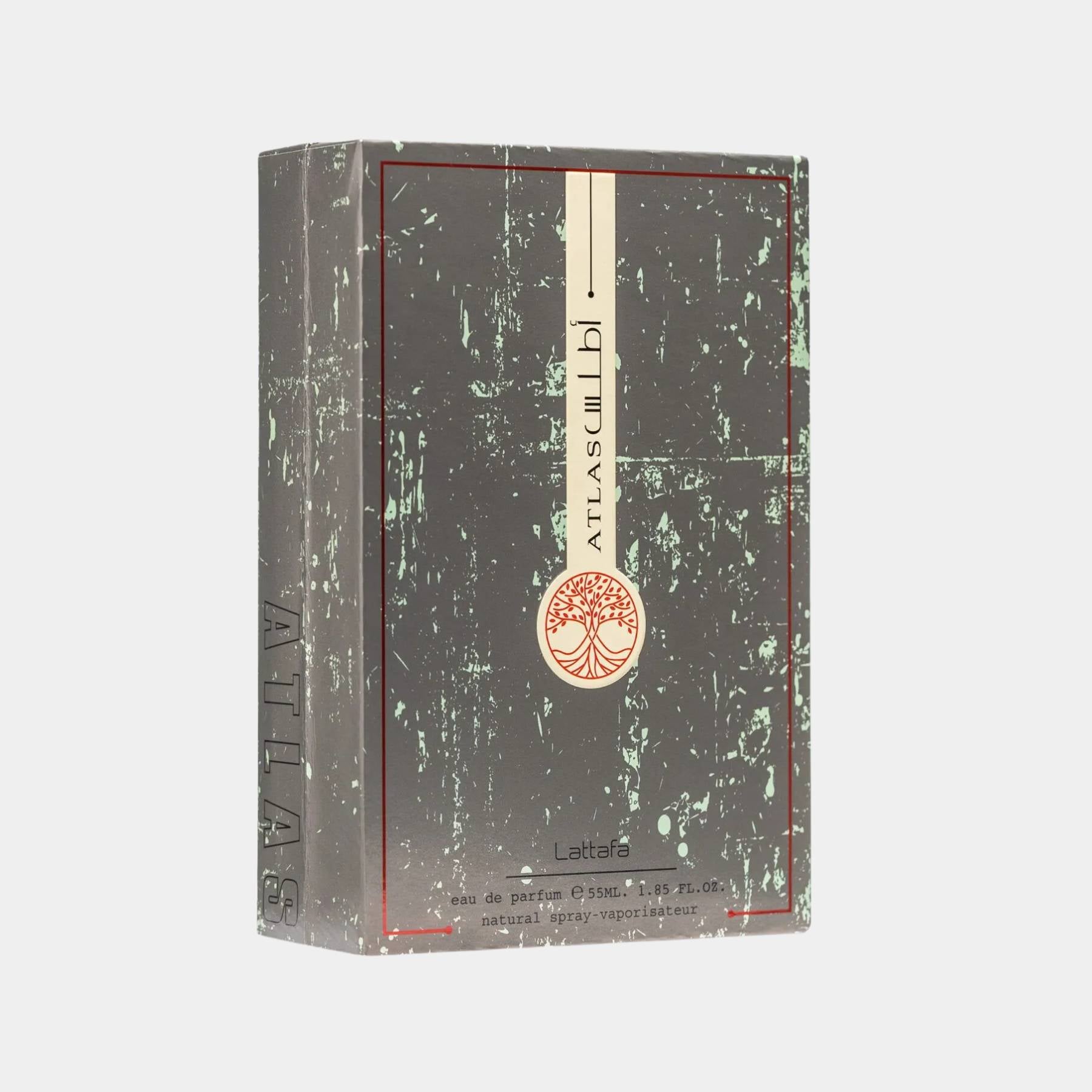 Lattafa Atlas 55ml eau de parfum front view of box