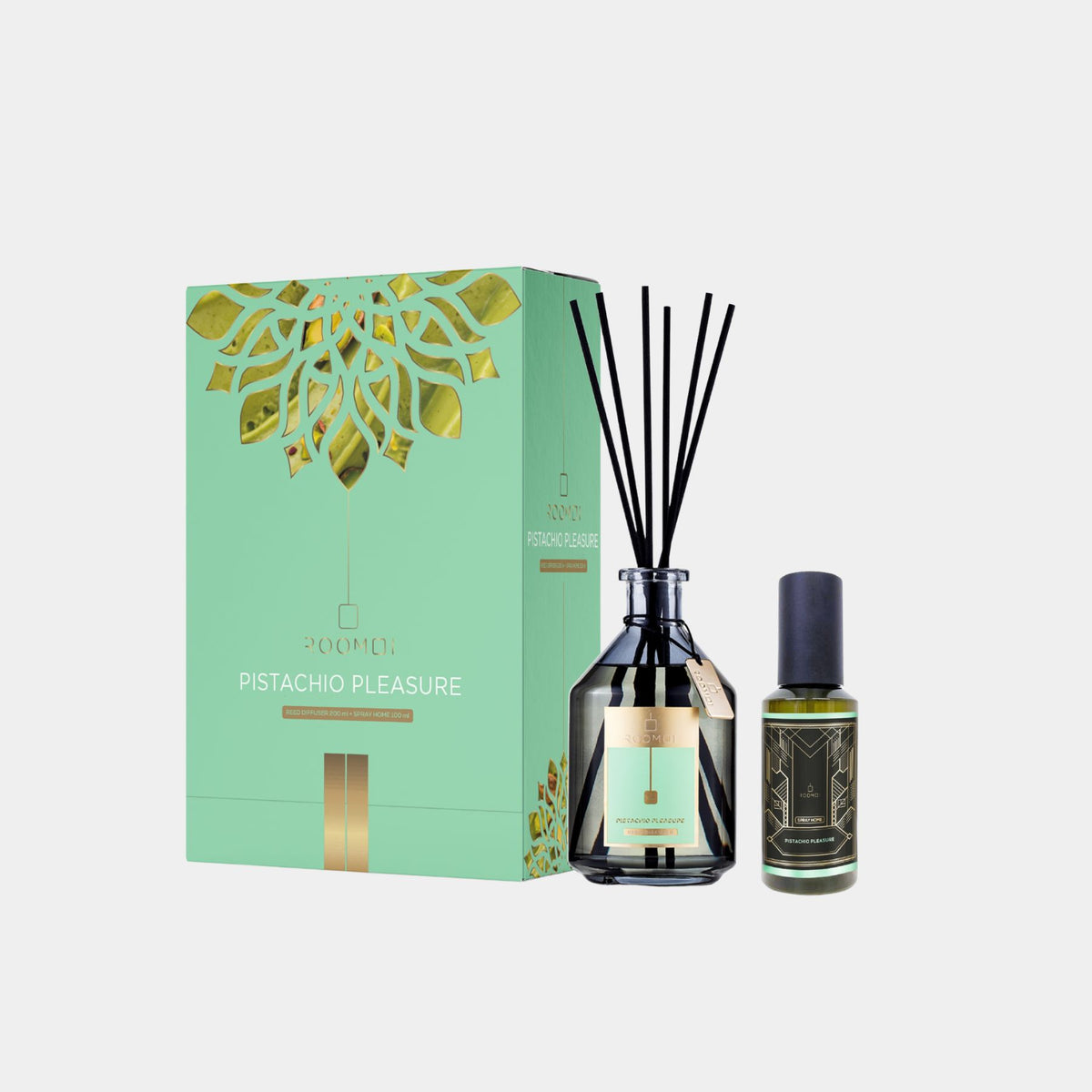 ROOMOI PISTACHIO PLEASURE 200ML DIFFUSER AND 100ML ROOM SPRAY