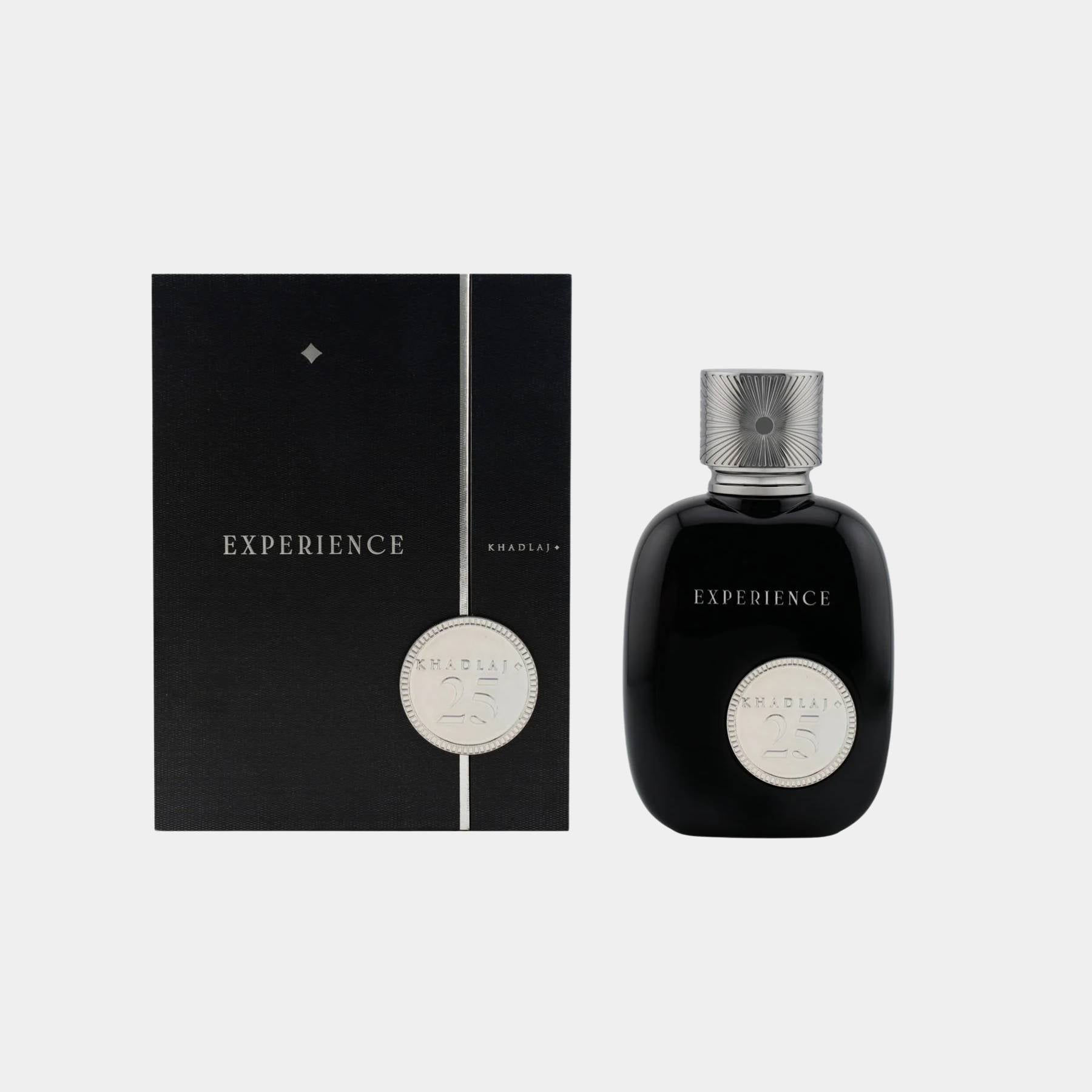 Khadlaj 25 Experience 100ml Eau de Parfum Front view of bottle and box