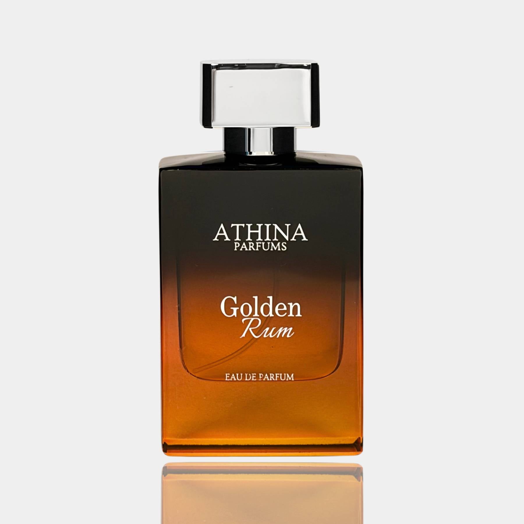 Athina Parfums Golden Rum perfume bottle on a white background