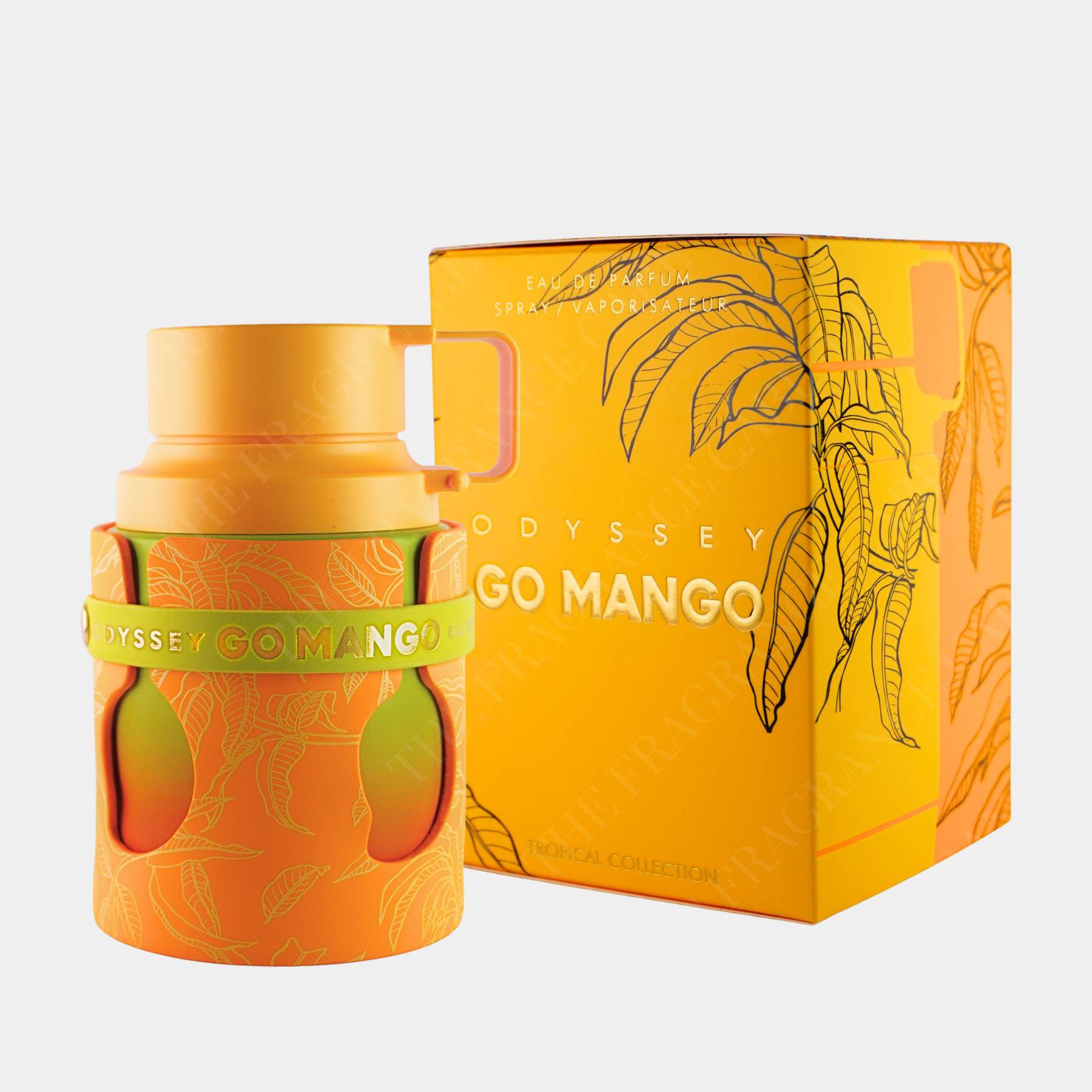 Armaf Odyssey Go Mango 100ml Eau de Parfum front view of bottle and box