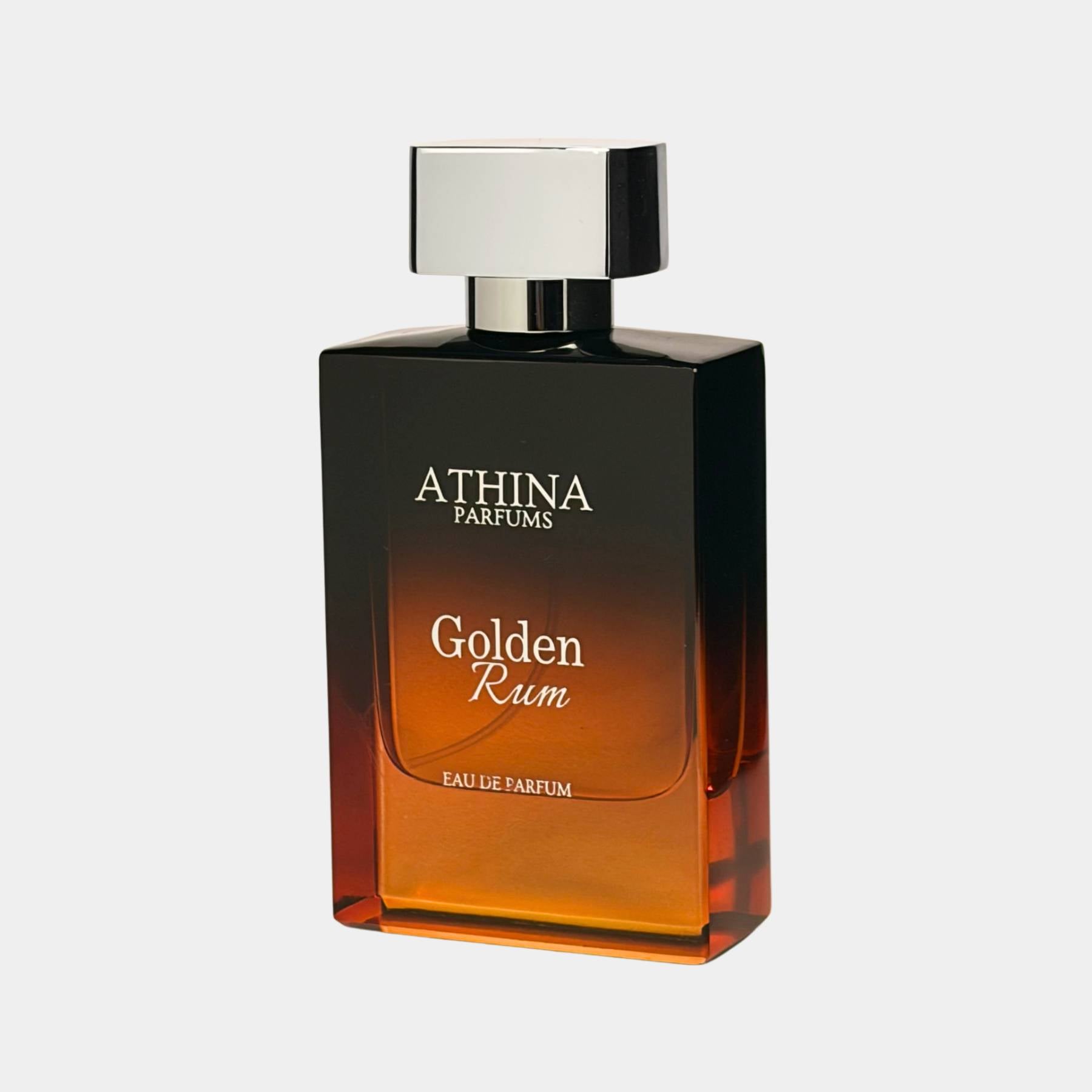 Athina Parfums Golden Rum perfume bottle on a white background
