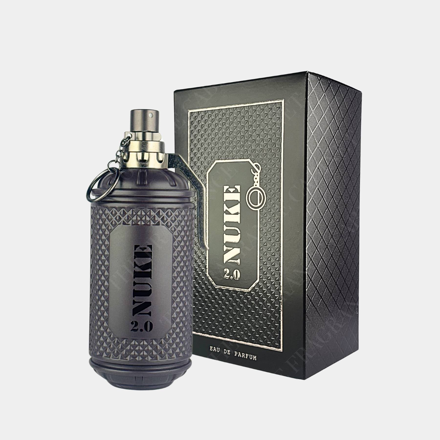 Fragrance World Nuke 2.0 100ml eau de parfum front view of bottle and box