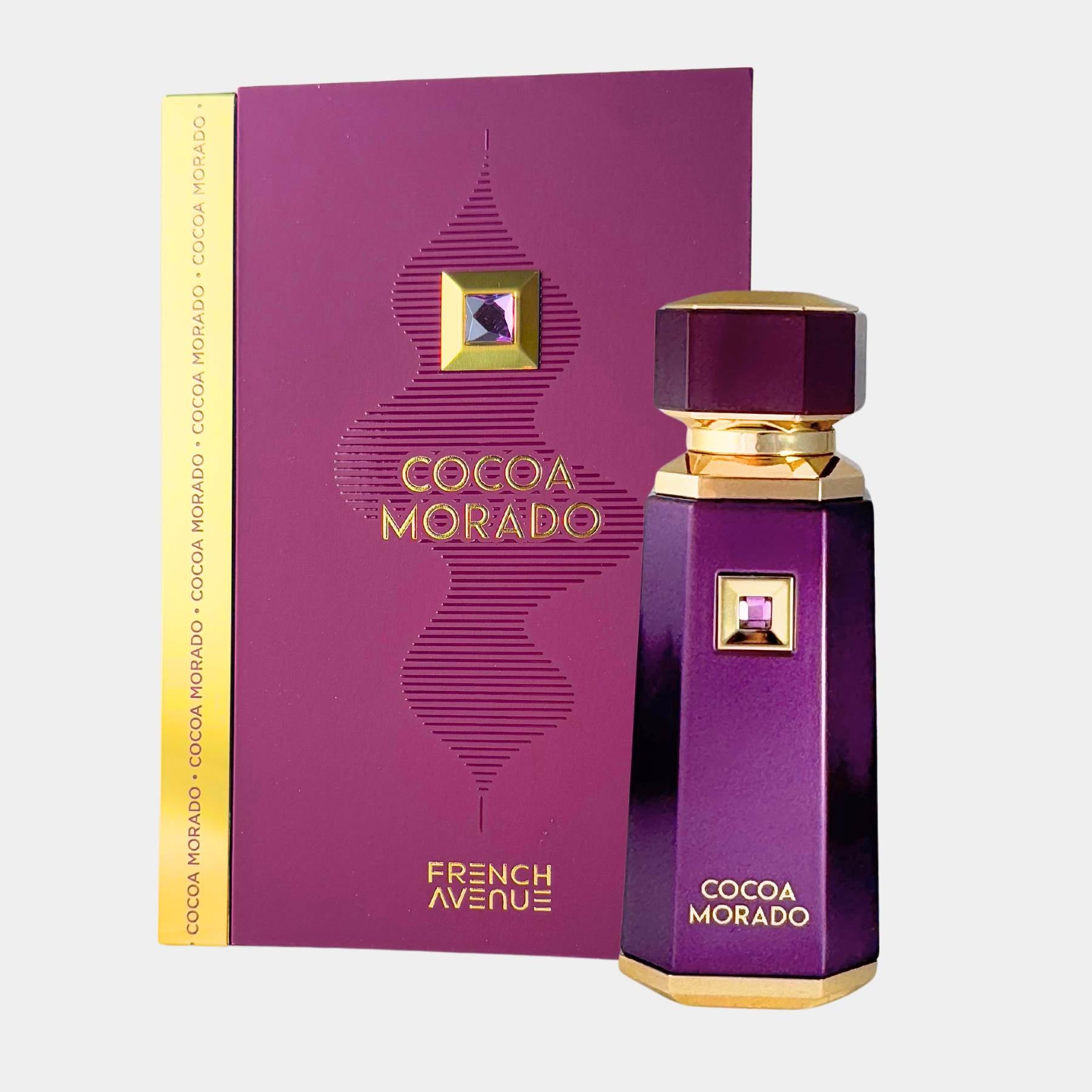 French Avenue Cocoa Morado 100ml Eau de Parfum front view of the bottle and box