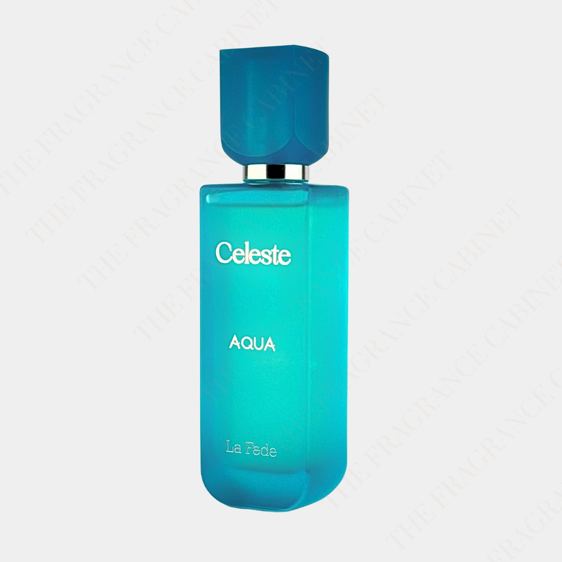 La Fede Celeste Aqua 100ml Eau de Parfum front view of bottle, side on
