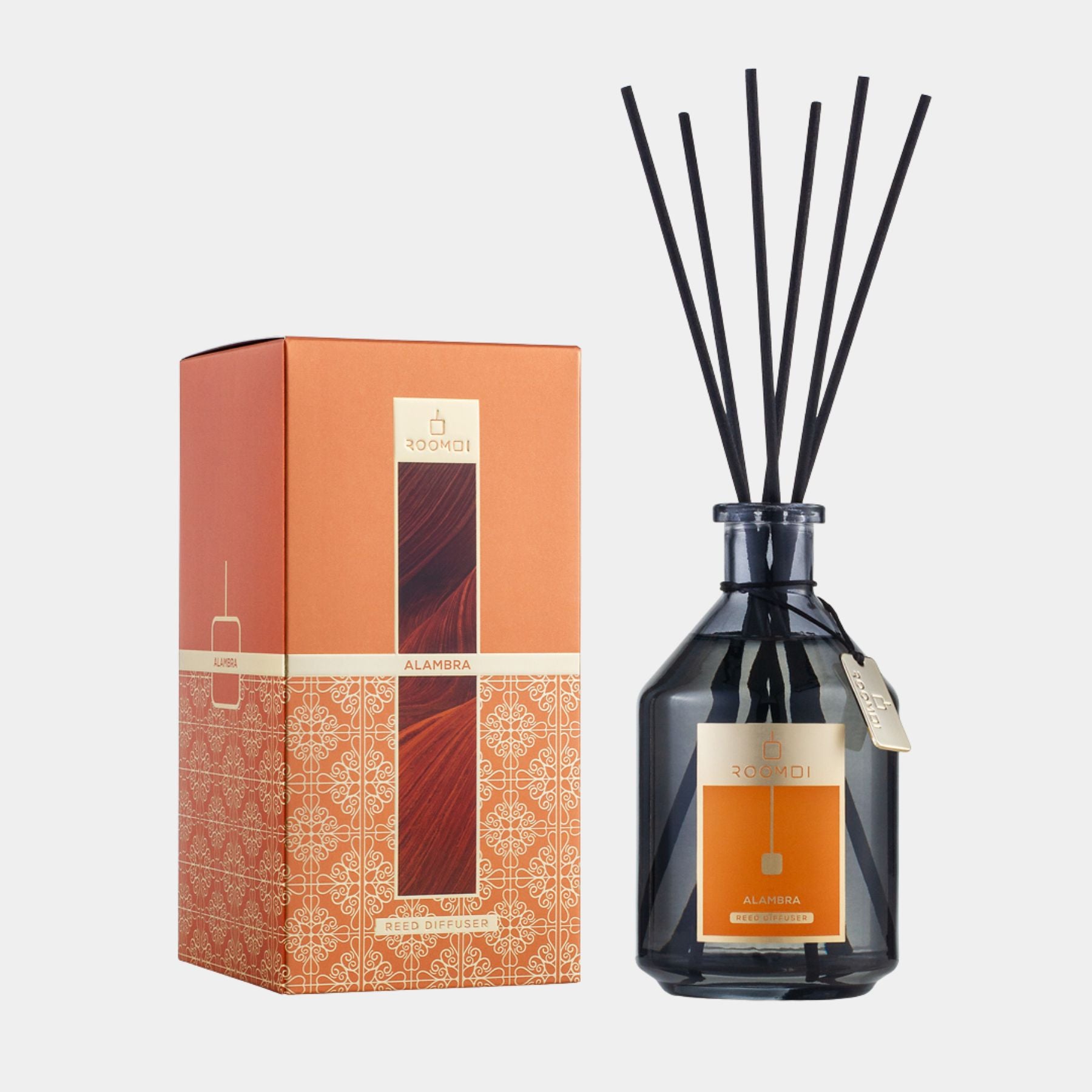 Roomoi Alambra 500ml Reed Diffuser, Packaging. Sticks. 
