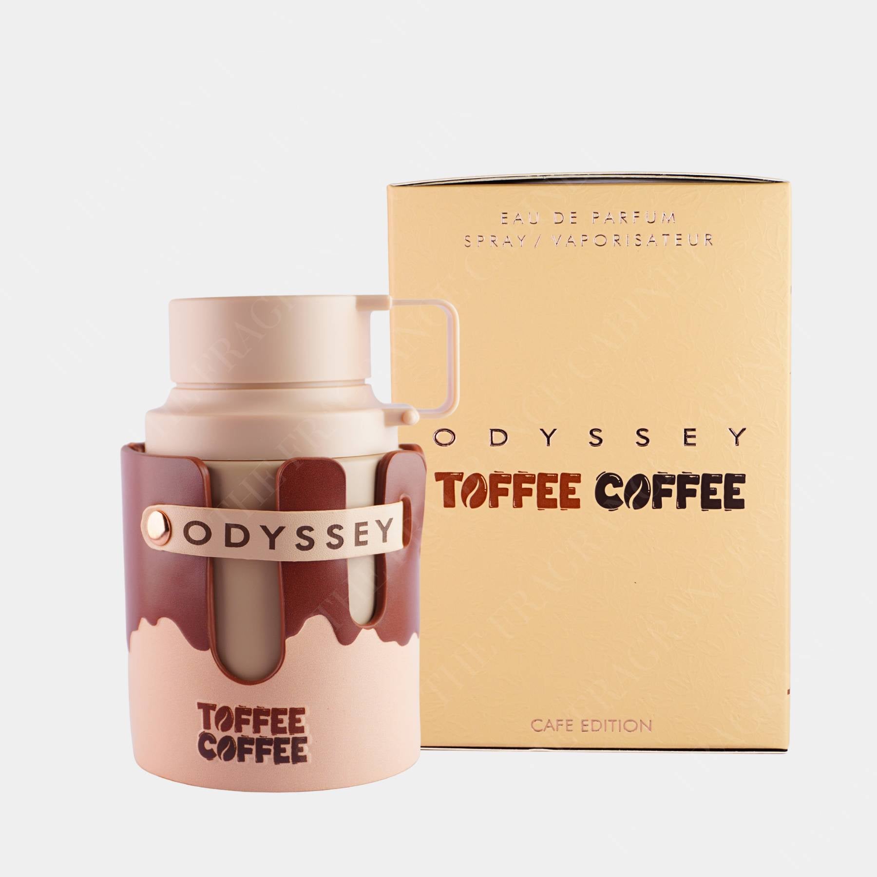 Armaf Odyssey toffee coffee 100ml eau de parfum front view of bottle and box