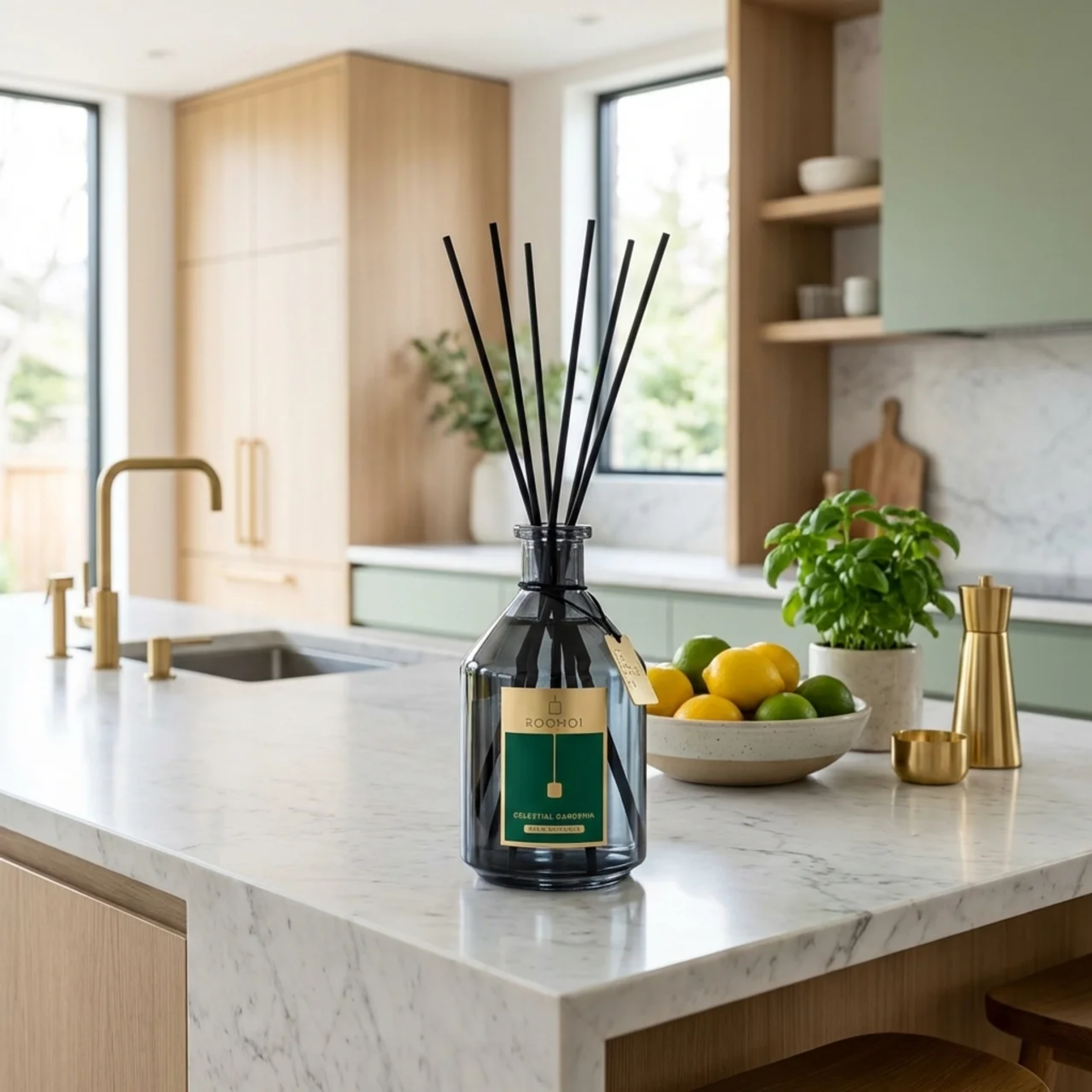 Roomoi Celestial Gardenia diffuser in home setting 