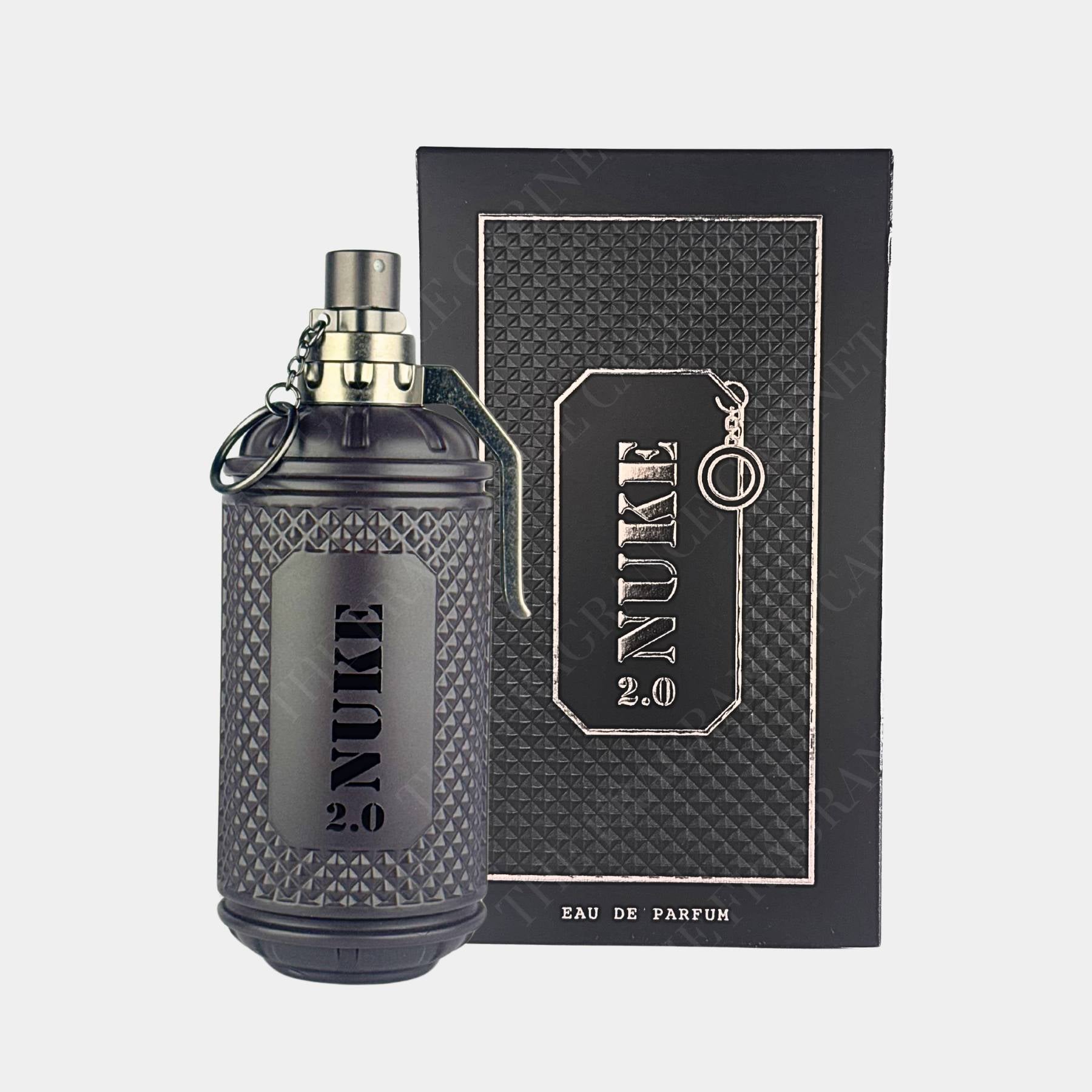 Fragrance World Nuke 2.0 100ml eau de parfum front view of bottle and box 