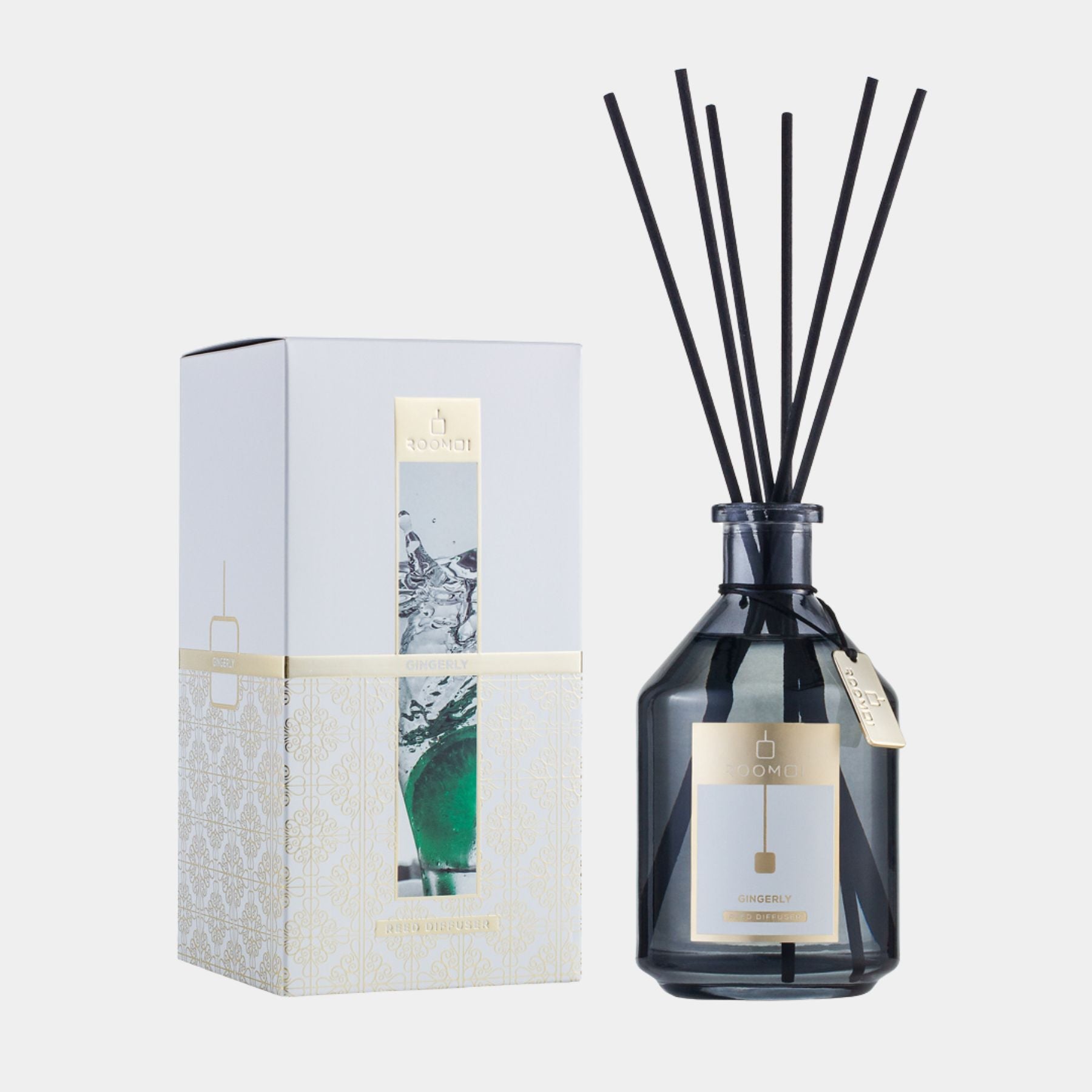 Roomoi Gingerly 500ml Reed Diffuser, Packaging, Sticks 