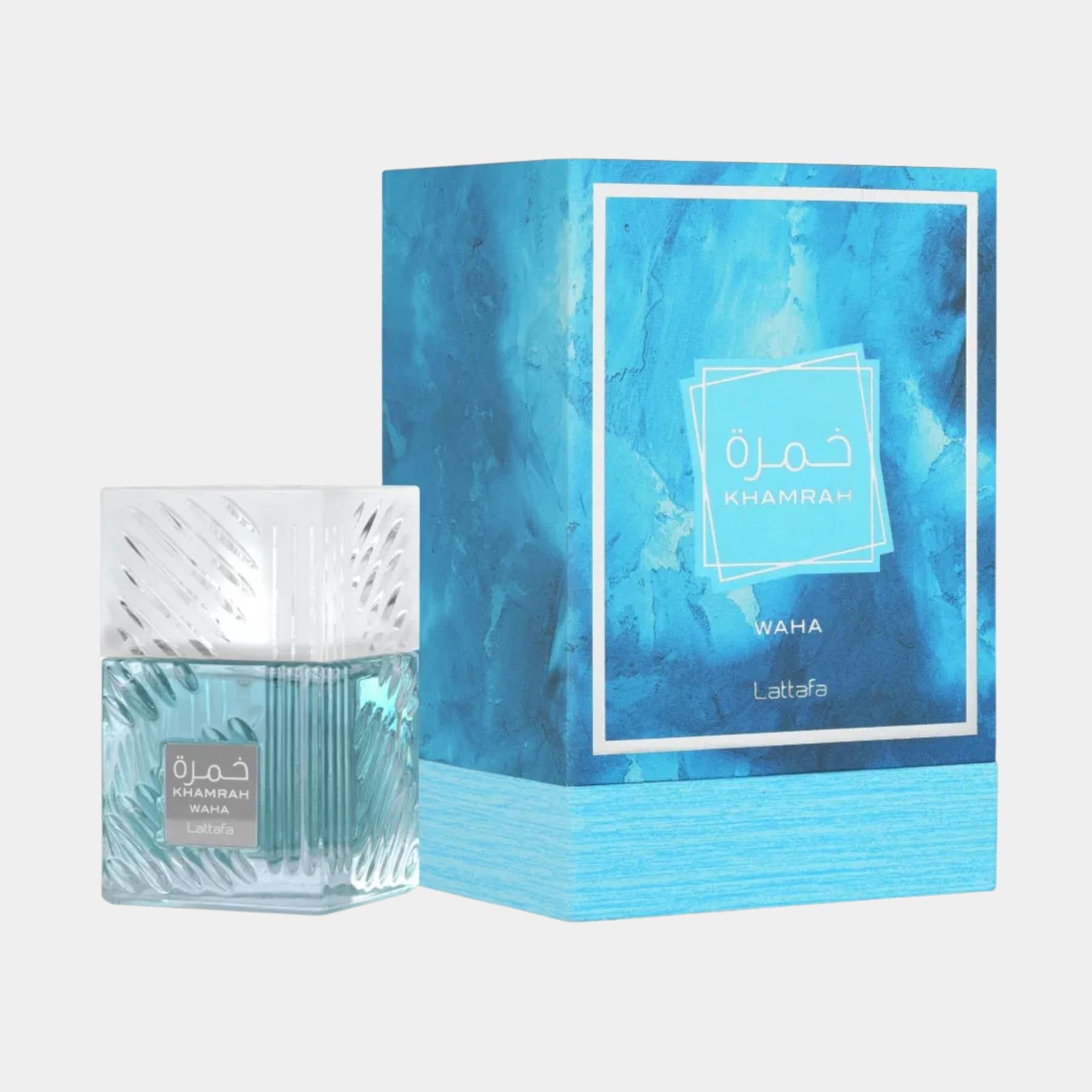 Lattafa Khamrah Waha bottle and box