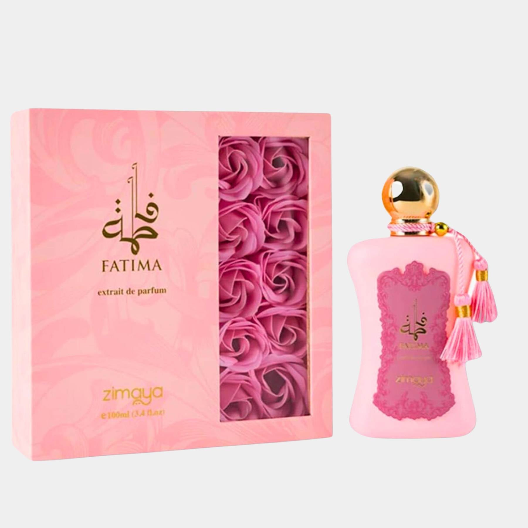 Zimaya Fatima Pink 100ml Extrait De Parfum Bottle and Box